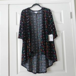 LuLaRoe Lindsey  Black Multi color Small NWT